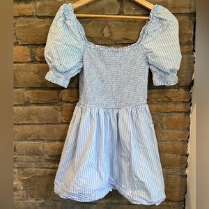 Striped Milkmaid Dress Juniors S 100% Cotton